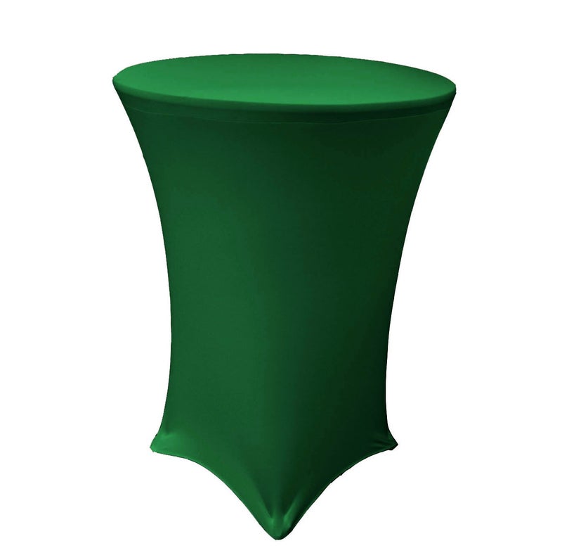 LA Linen Spandex Round Tablecloth for Cocktail Table, 36 by 42-Inch, Emerald Green